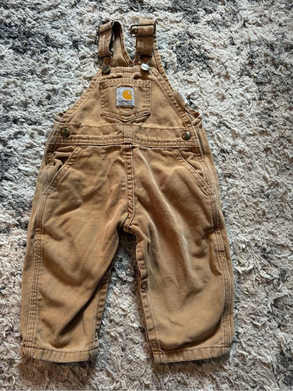 Vintage Carhartt Kids Tan Canvas Overalls with Front Pocket
